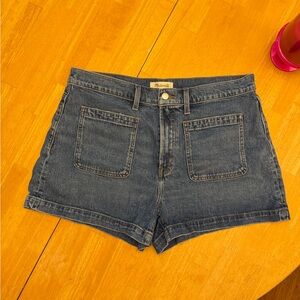 Madewell Blue Jean Shorts with Cuffed Hem and High-Waisted Design